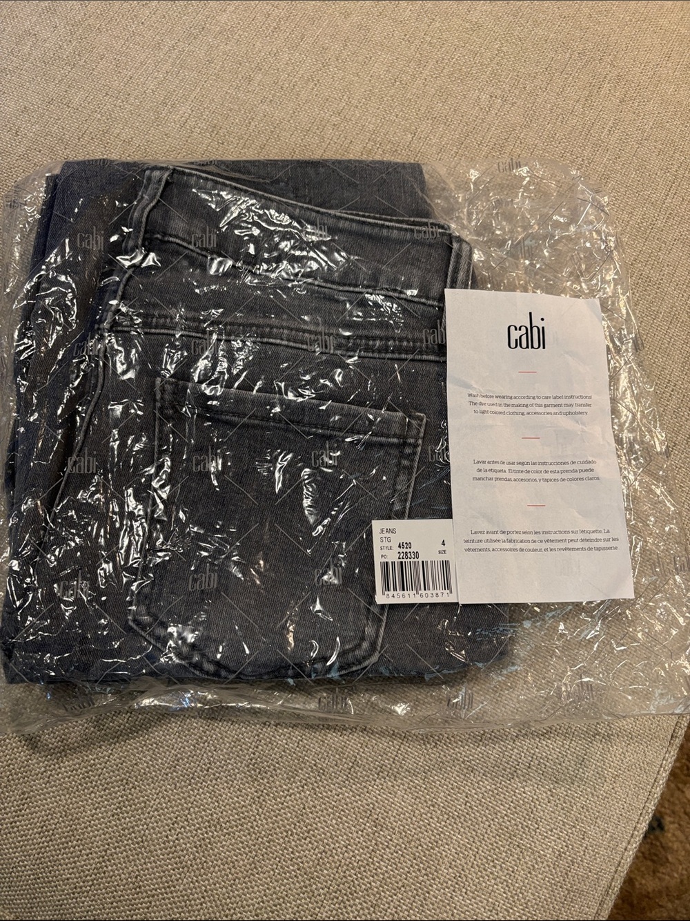 NWT | CAbi 4520 Grey Button Fly Straight Jeans New in Package Size 4